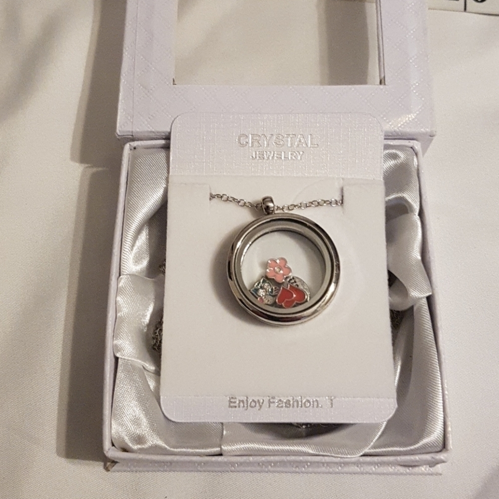 Women's Crystal Jewelry Round pendant necklace with 4 charms